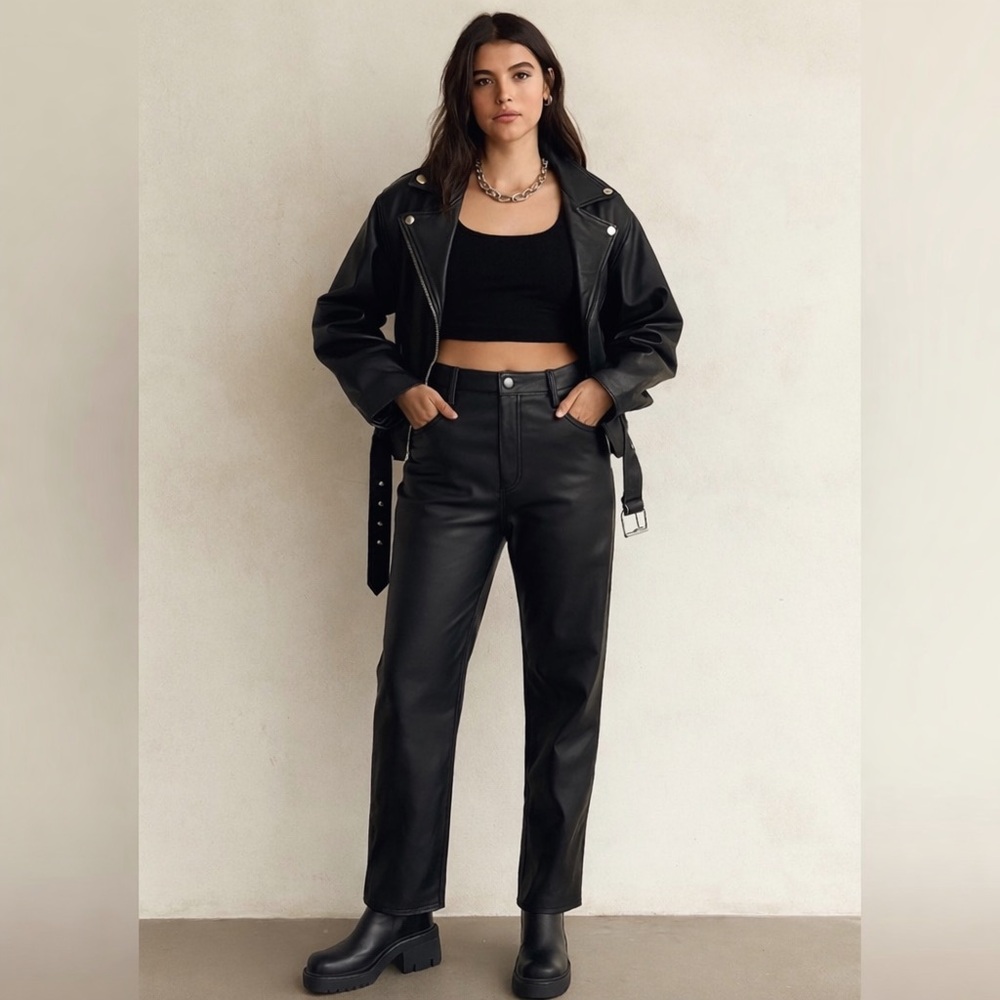 Abercrombie & Fitch Faux Leather Pants 4 Black
